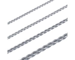 RWQIAN Men's Chain, Stainless Steel, Herringbone Pattern, Silver/Gold/Black, 2-4 mm, Net Chain, 45-60 cm - ShopVlot