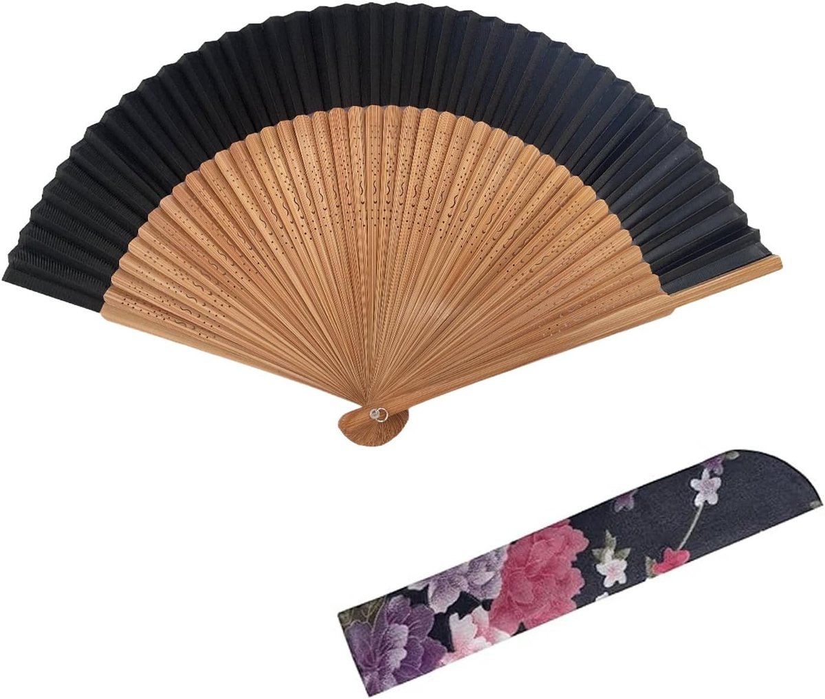 GWAWG Bamboo and Silk Foldable Fan Folding Fan Chinese Japanese Vintage Fans Bamboo Fans with Tassel for Wedding Dance - ShopVlot