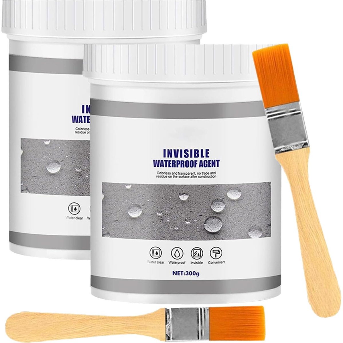 Waterdichte Coating 300g - Transparante Kit - Badkamer & Dak - 2 Stuks