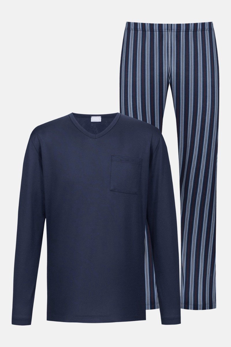 Mey Tweedelige Pyjama Seriously Stripes Heren 2240106 668 yacht blue Meerkleurig
