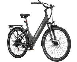 Elektrische Stadsfiets 28 inch -Comfort Lage Instap-75 km Actieradius-250W Motor-Shimano 7 Versnellingen-Verende Voorvork-Verende Zadelpen-LCD Display - rvork-Verende Zadelpen-LCD Display