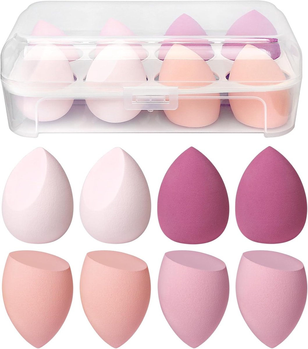 Makeup Sponge Set, 4-8 Pieces, Multi-Colored (Pink) - ShopVlot