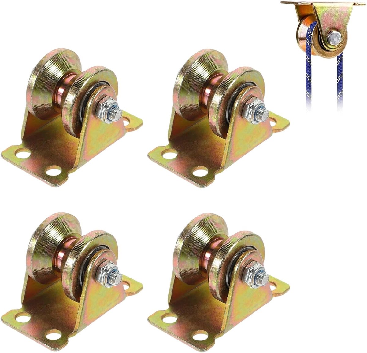 V-Groove Rollers voor touwen - 4 stuks kabelpulley - staal - soepel glijden voor hijssysteem - ShopVlot