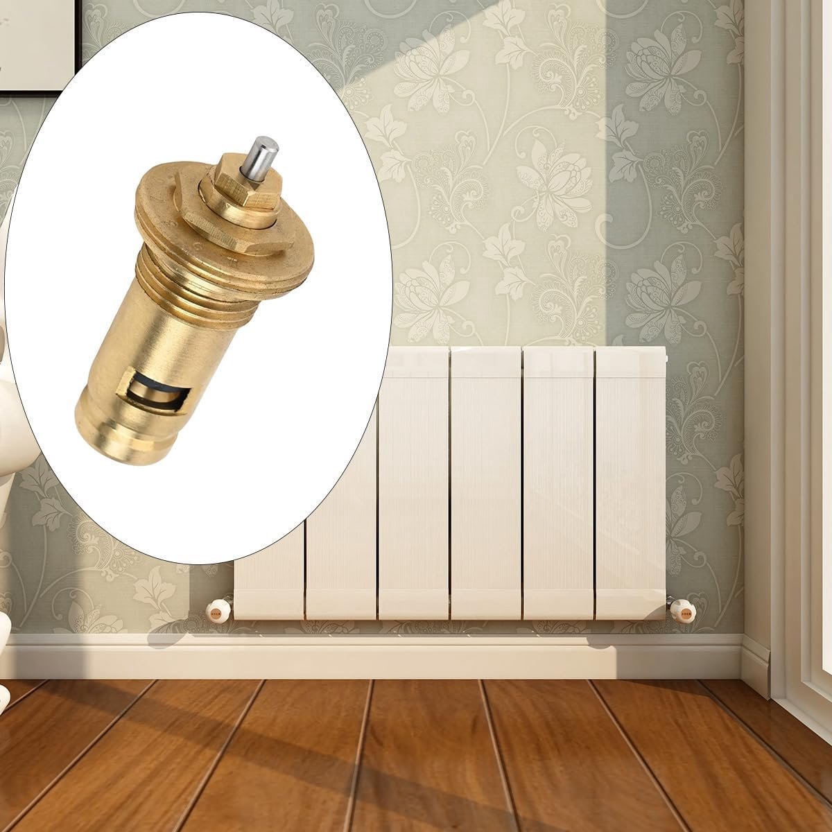 Radiatorventielinzetstuk M30 x 1,5 - Messing - Hydraulische voorinstelling - Geschikt voor vlakke radiatoren - ShopVlot