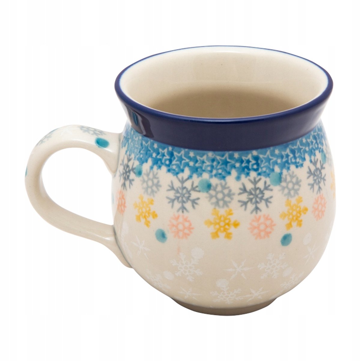 Bolesławiec Keramiek Mok "Baryłka" 330 ml - Handgemaakt winterontwerp