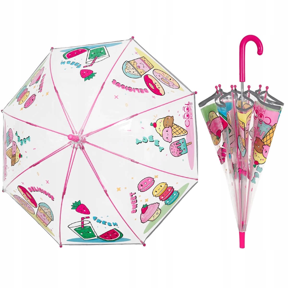 Perletti Kinderparaplu, Transparant, Veilig, Snoepjes Print