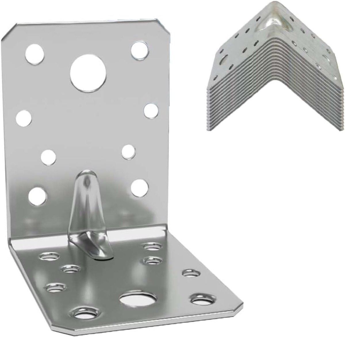 Hoeksteunen 12 Stuks 70 x 70 x 55 mm - Verzinkt Staal - Robuuste Steun - Ideaal voor Meubelmontage - ShopVlot