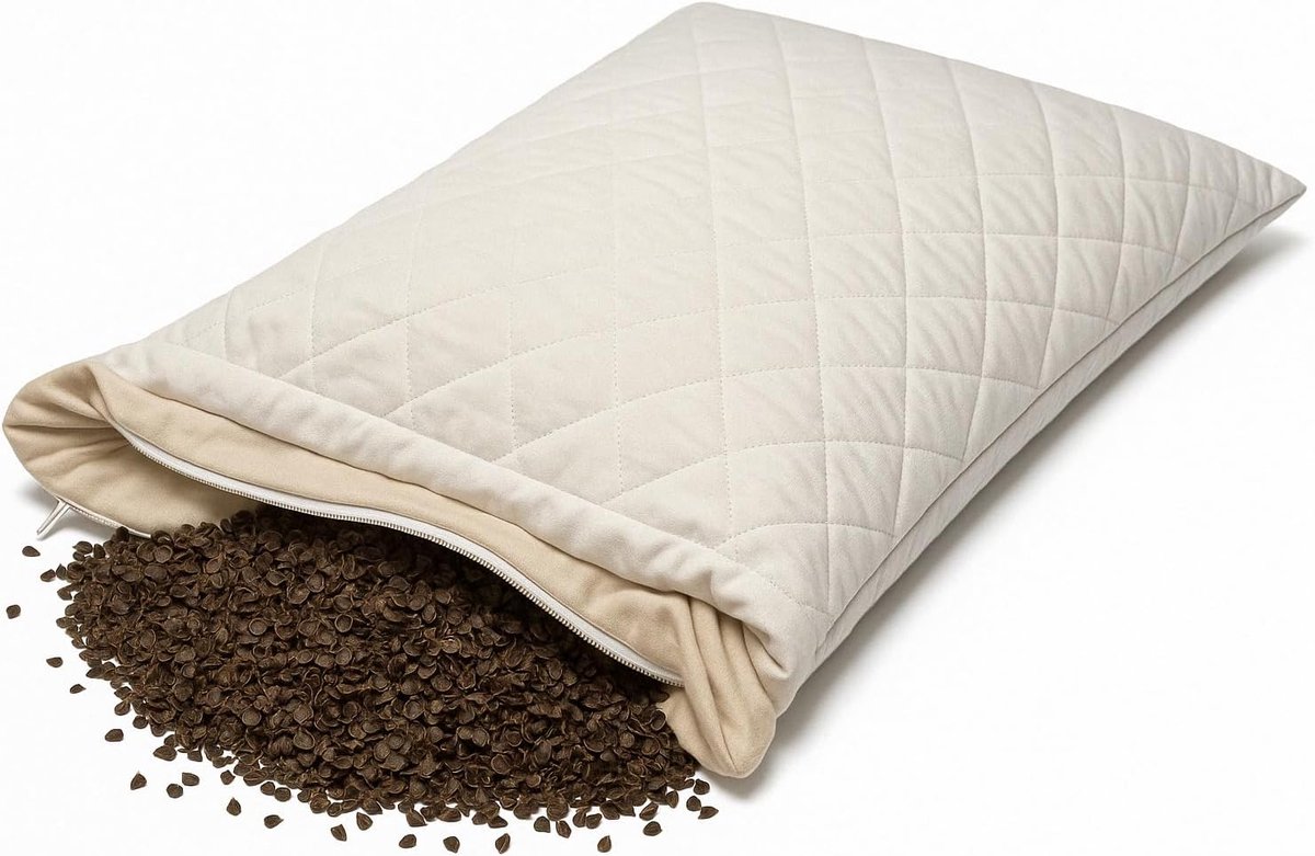 Organic buckwheat cushion 40x60 cm quilted goods + organic filling + with organic inlett - ShopVlot