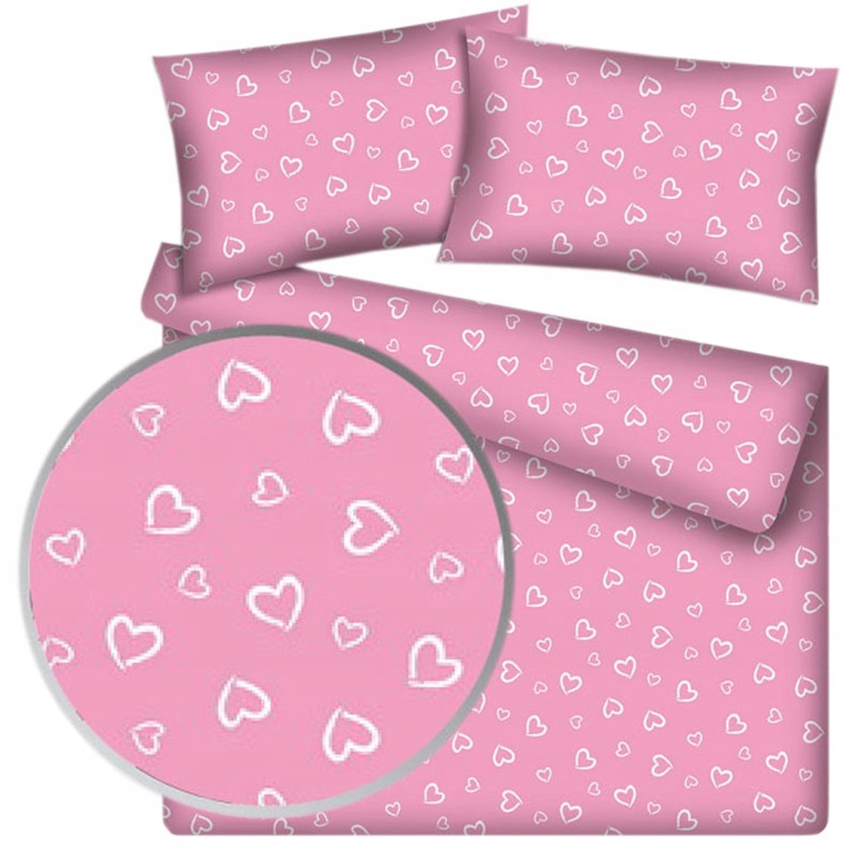 Roze Hartjes Dekbedovertrekset 160x200 cm - 100% Katoen