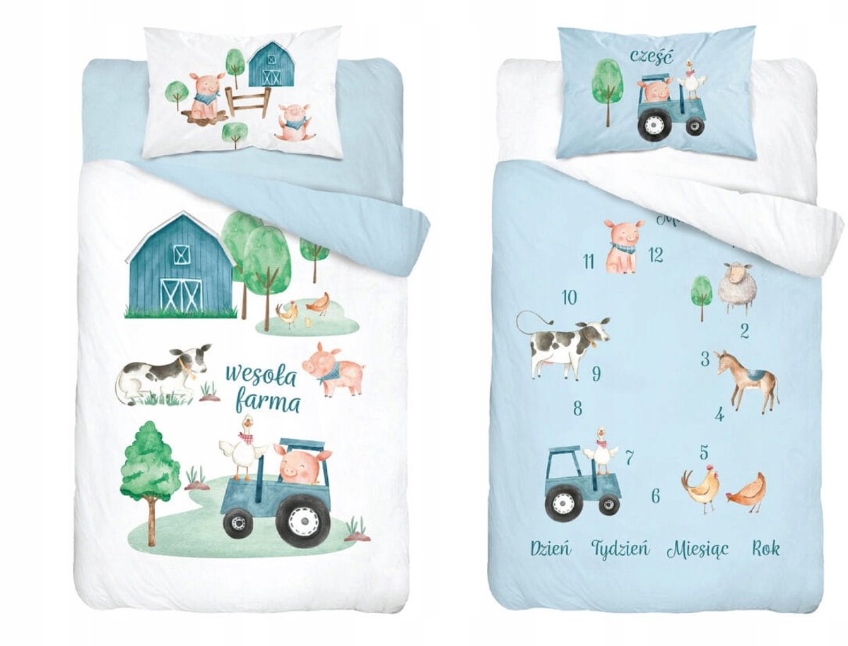 Kinderbeddengoed Set 100x135 cm - Katoen met Tractor Thema