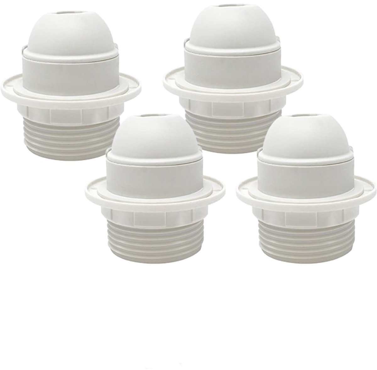 Set of 4 White E27 Fitting - Female Fitting M10x1 - Thread Outer Jacket - Fixing Ring Screen - ShopVlot