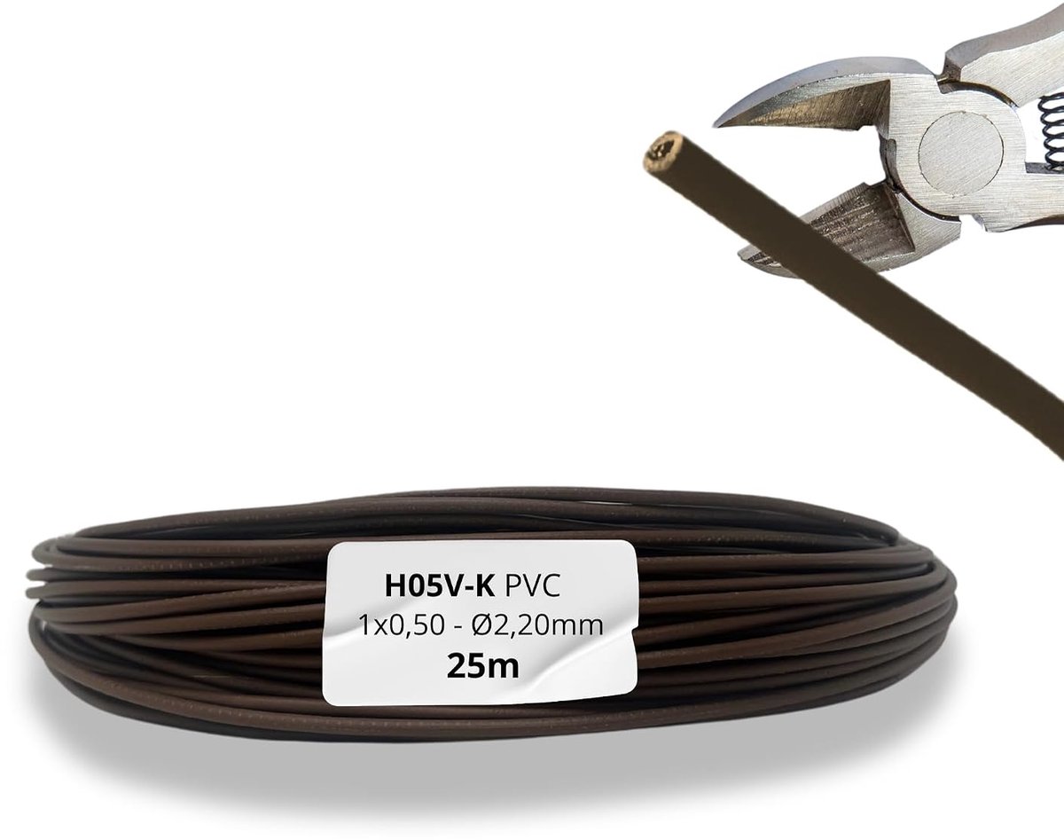 25 m, single pole cable, flexible, PVC insulation, brown, 1 x 0.50 mm², single pole electrical cable, brown, 0.50 mm² - ShopVlot