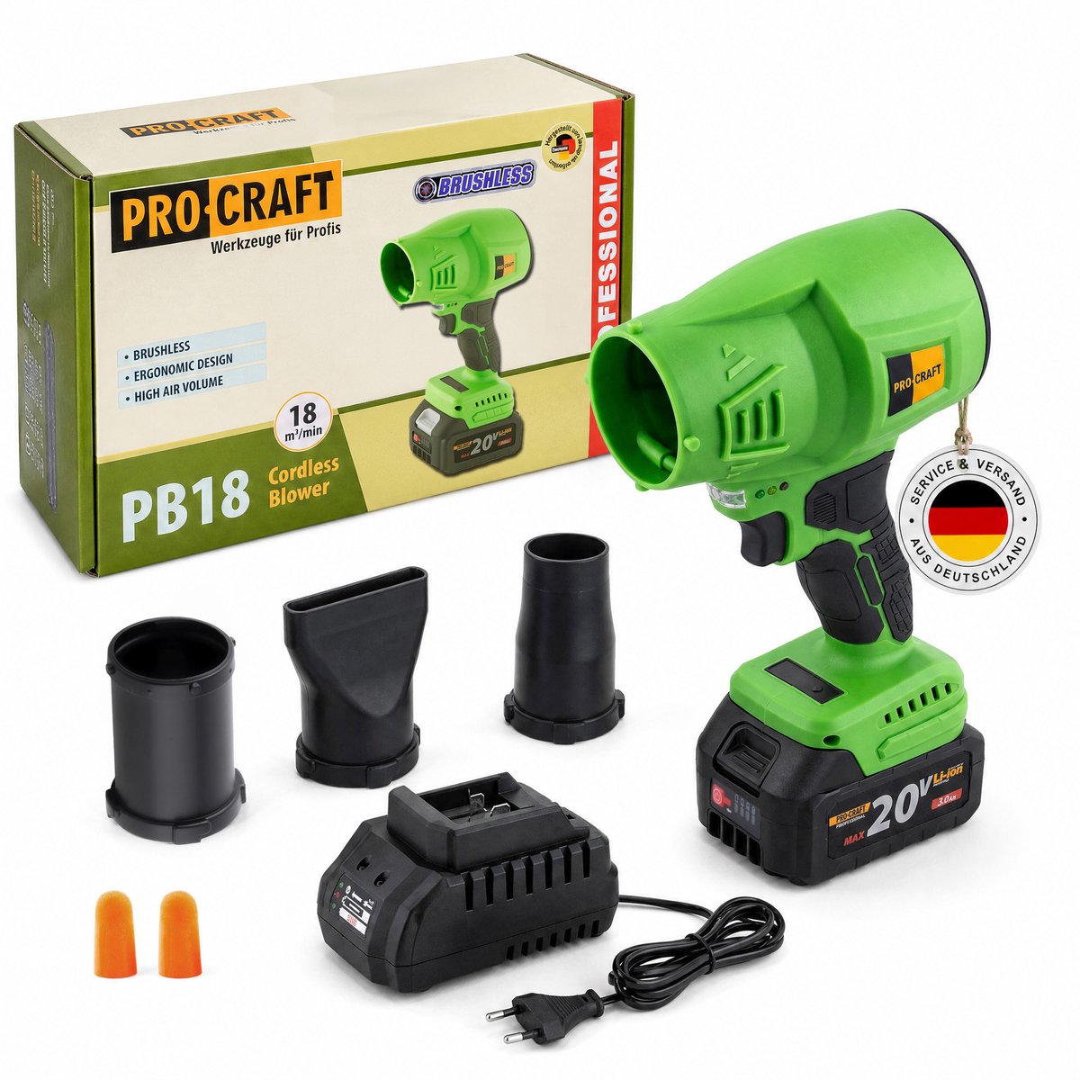 Procraft PB18 accu-bladblazer 20 V + 1x accu 3,0 Ah + oplader