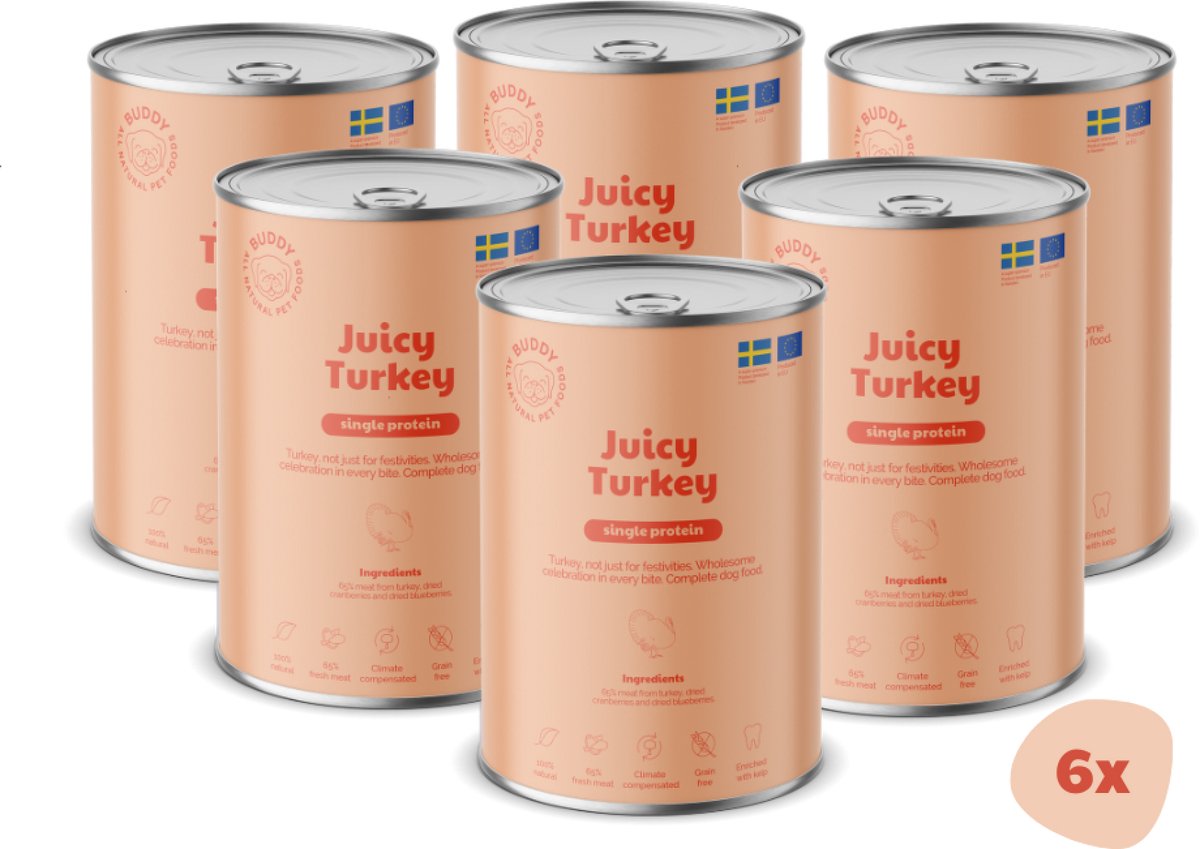 BUDDY BUDDY natvoeding Juicy Turkey 400 gr. - per 6 stuks