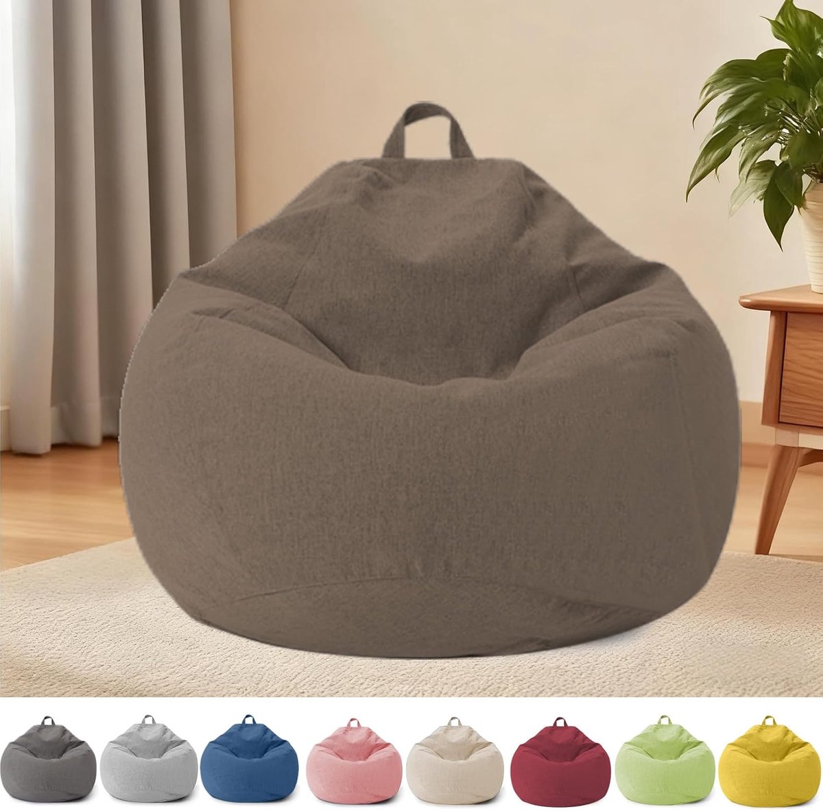 Zitzak voor kinderen en volwassenen - 100 x 120 cm - linnen katoen - met opbergfunctie - ideaal voor woonkamer - ShopVlot