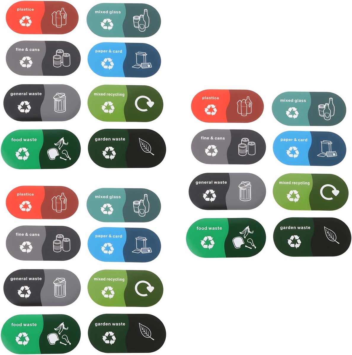 Recycling labels 24 stuks - gemengd - 100x50mm - duidelijke identificatie - efficiënt sorteren - ShopVlot