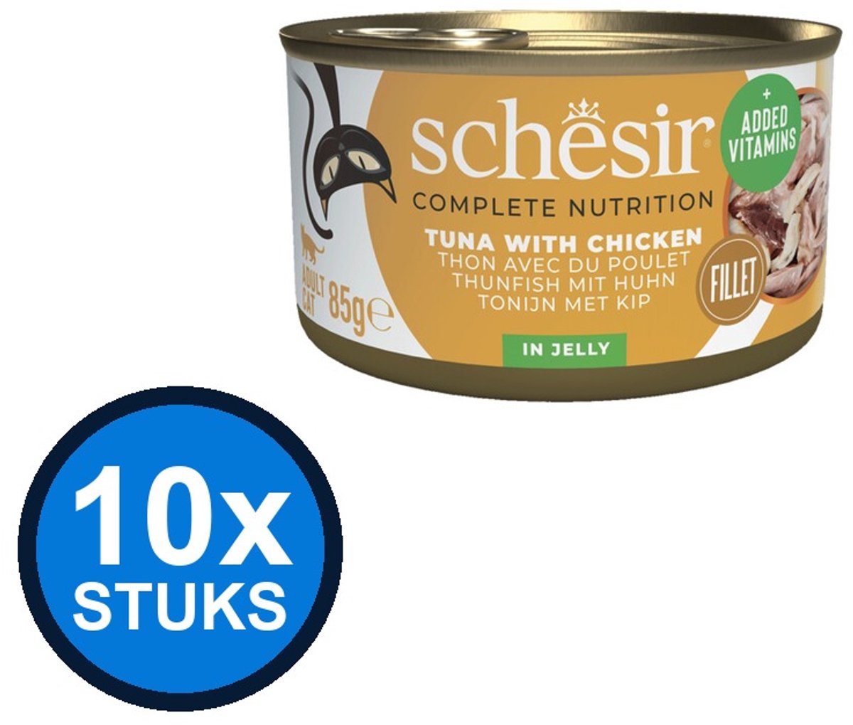 10x Schesir - Tonijn & Kip in Gelei - Kattenvoer Natvoer - 85g
