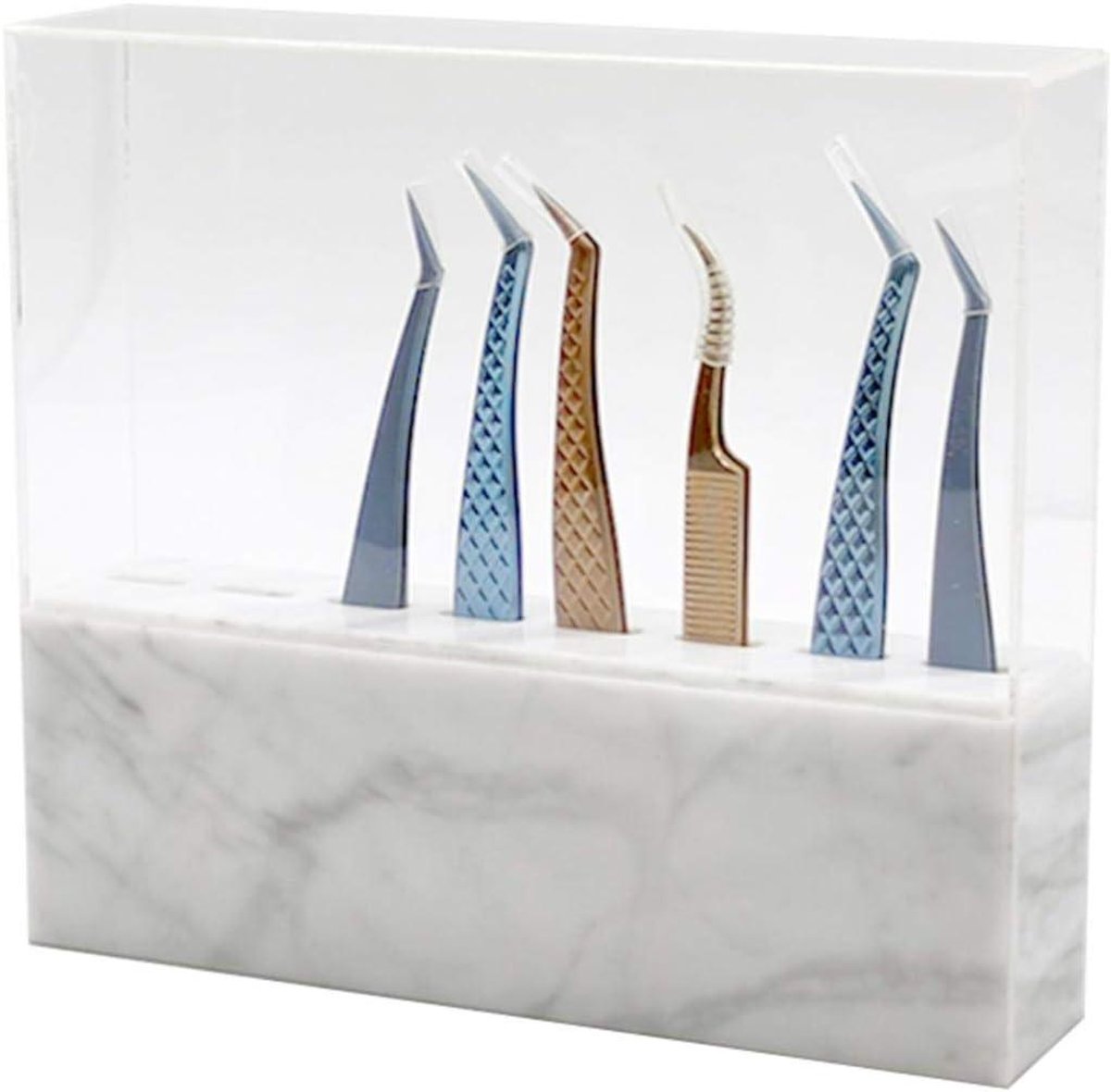 Pincet houder - Tangen organizer - Schoonheidssalon - Stofdicht ontwerp - 8 gaten - Wit