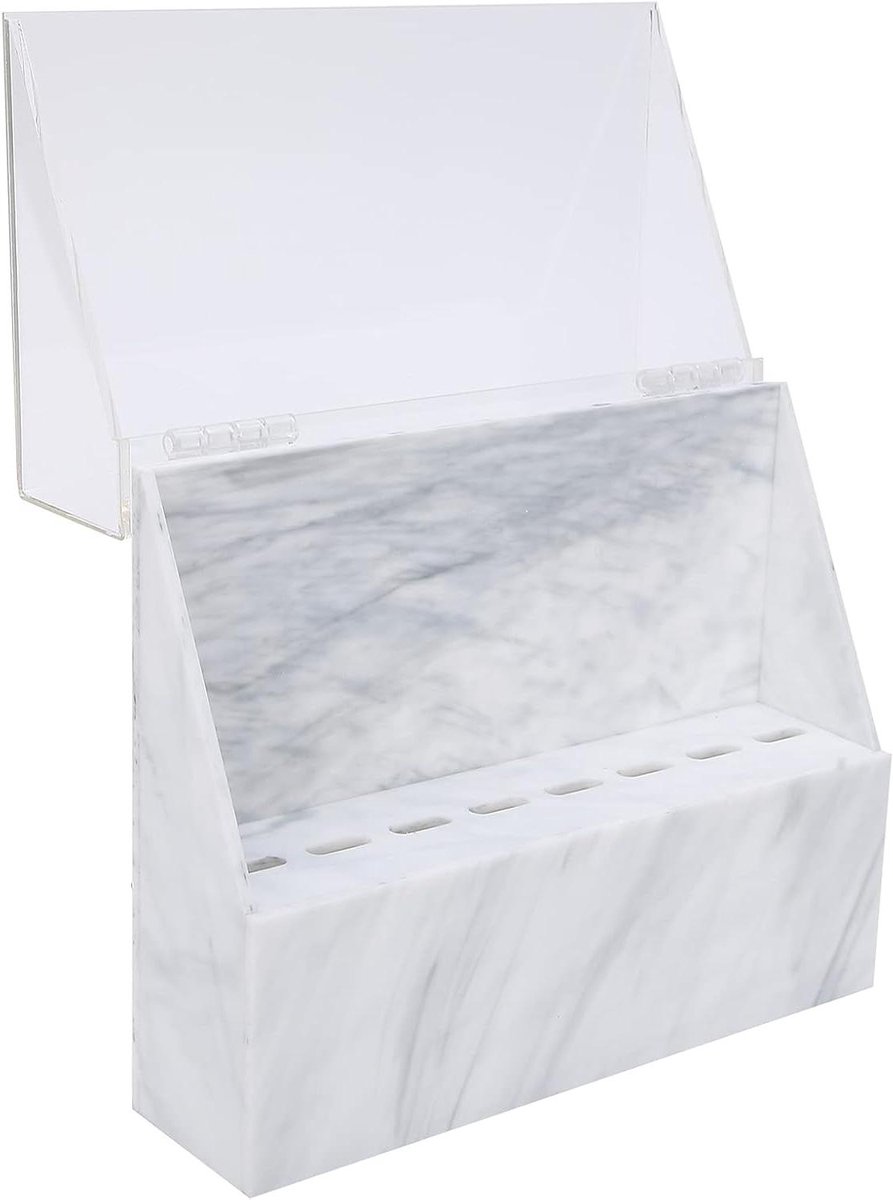 Pincet Houder - Displaystandaard - Salon Organisatie - Met Stofkap - 17.5 cm - Wit Marmer