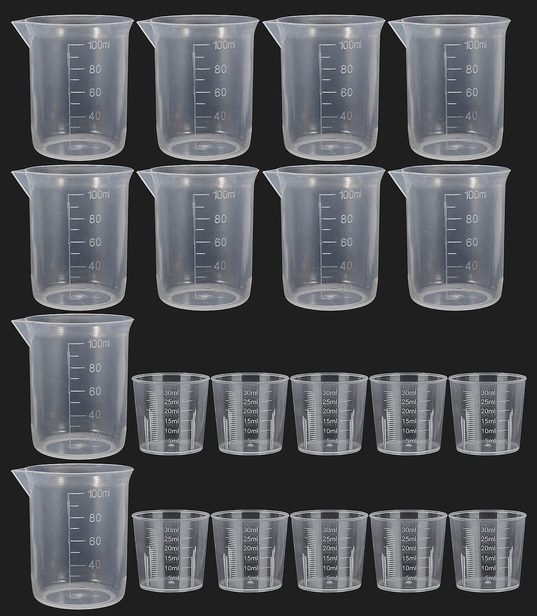 Dailygoods - Transparante Maatbekers Set van 20 Stuks - Voor Koken, Schilderen en Laboratoriumgebruik