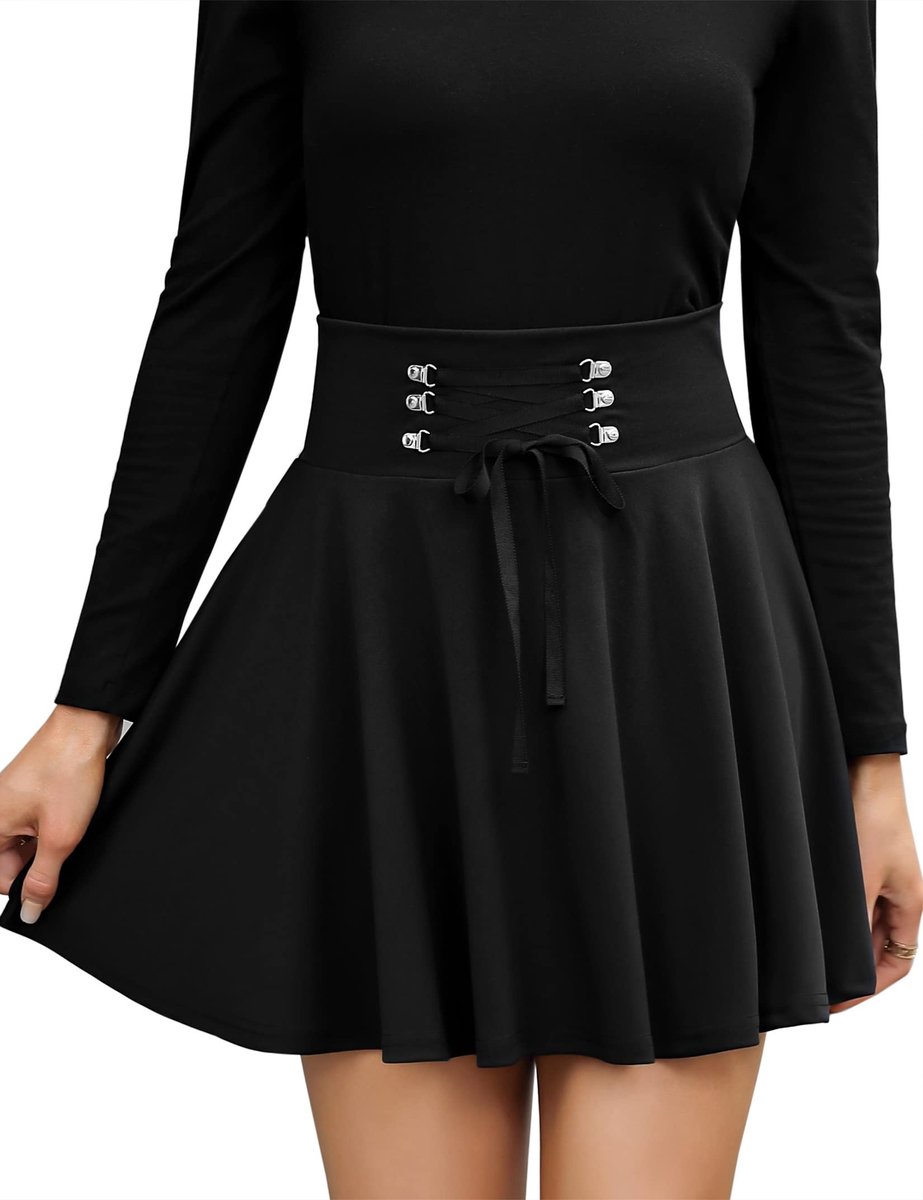 Dailygoods- Damesrok hoge taille - Geruit - Mini-plooirok - Gothic stijl - Casual rok - Polyester mix met zakken