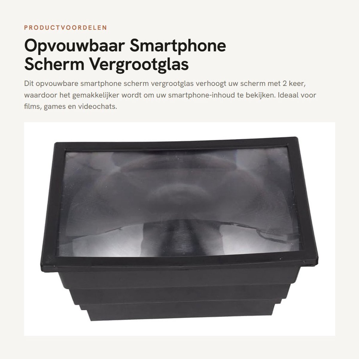 Dailygoods- Telefoon Vergrootglas Dubbele Vergroting - Opvouwbaar - Driedimensionaal Display - Kunststof - 12 x 18,5 cm - Handig voor binnen - Schermvergroter