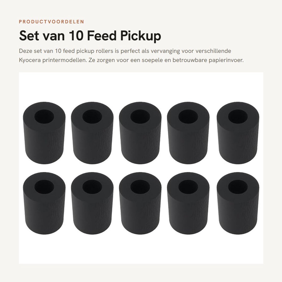 Dailygoods- Feed Pickup Roller 10 stuks - Vervangend onderdeel - Compatibel met Kyocera 7002i/8002i - Rubber - Afmetingen 2,4 x 2 cm - Probleemloze vervanging - Papierinvoerroller