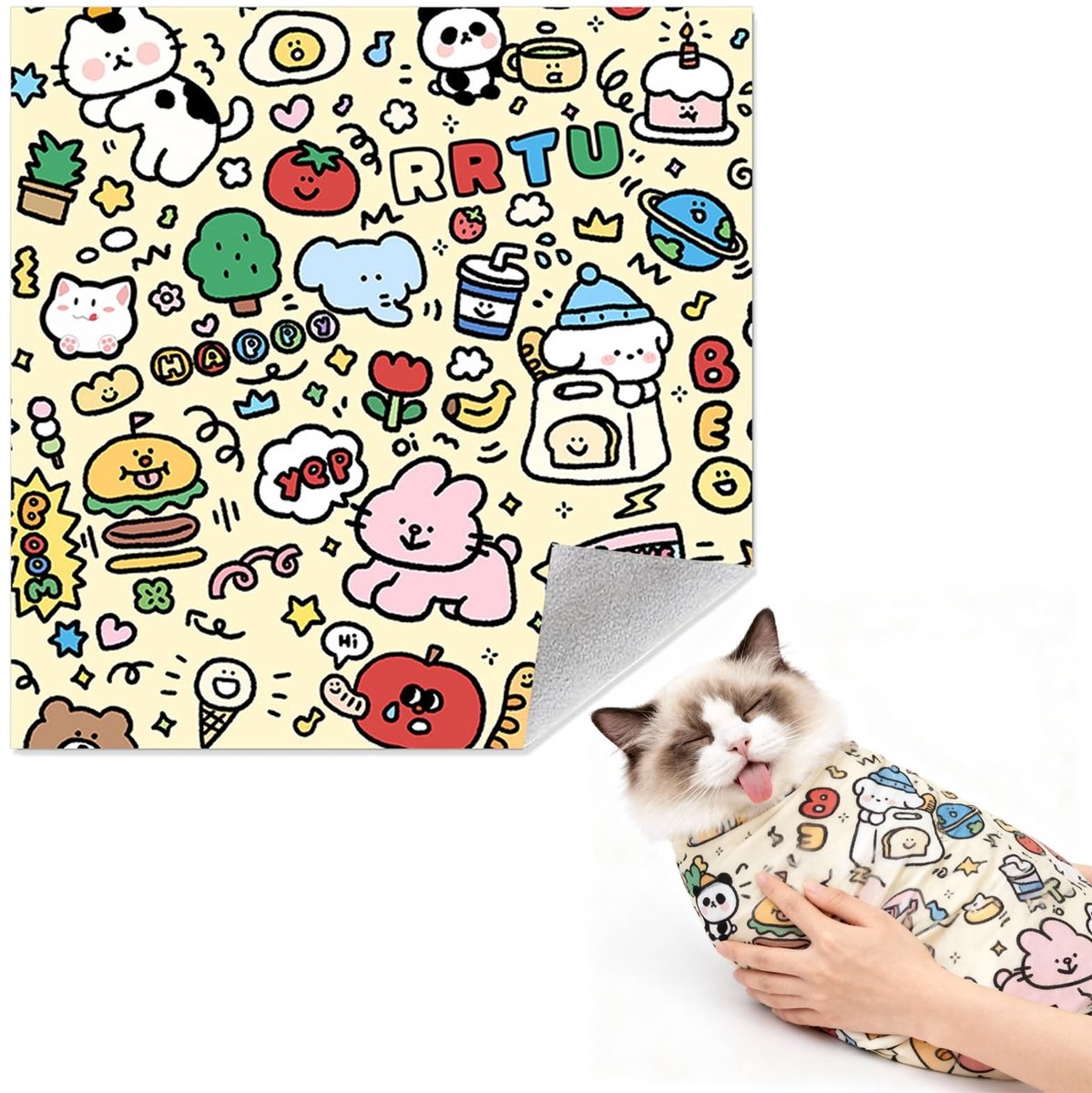 Dailygoods- Kattenverzorgingsdoek 70 x 70 cm - Zelfklevende Wikkel - Bijtbestendig - Krasbestendig - Geschikt voor Kittens/Volwassen Katten - Stevig Materiaal - Kattenwikkel