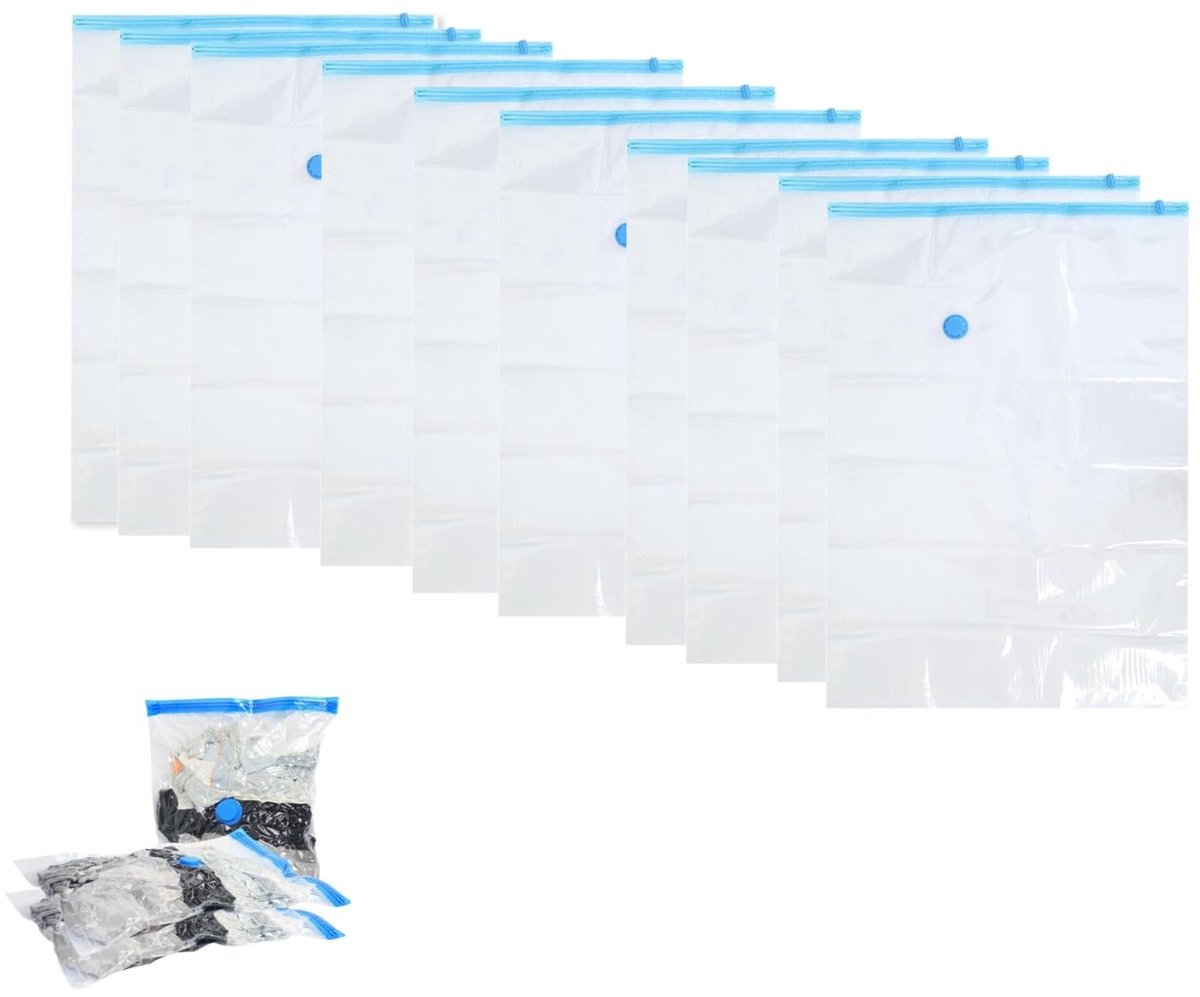 Dailygoods - 10-delige Set Vacuüm Opbergzakken 40 x 60 cm - Transparant Blauw