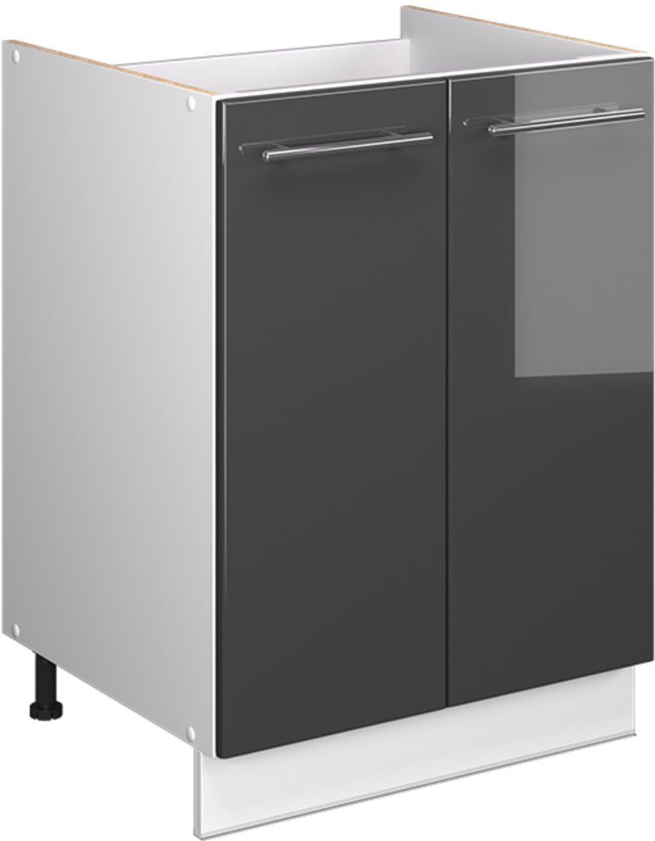 Vicco Wastafelkast Fame-Line, Antraciet Hoogglans/Wit, 60 cm