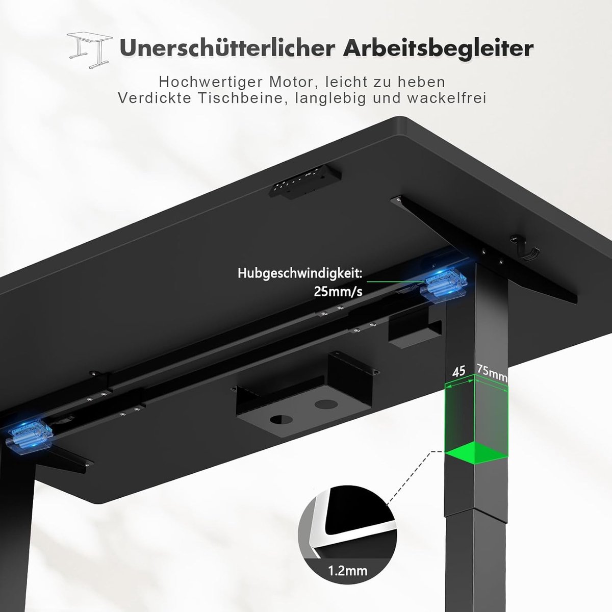 Elektrisch Zit-Sta Bureau 180x80 cm – House&Garden Premium Verstelbaar Bureau met Geheugenfunctie, USB-Poort, Kabelmanagement, Ergonomisch Thuiskantoor Bureau, Stabiel Stalen Frame, Zwart