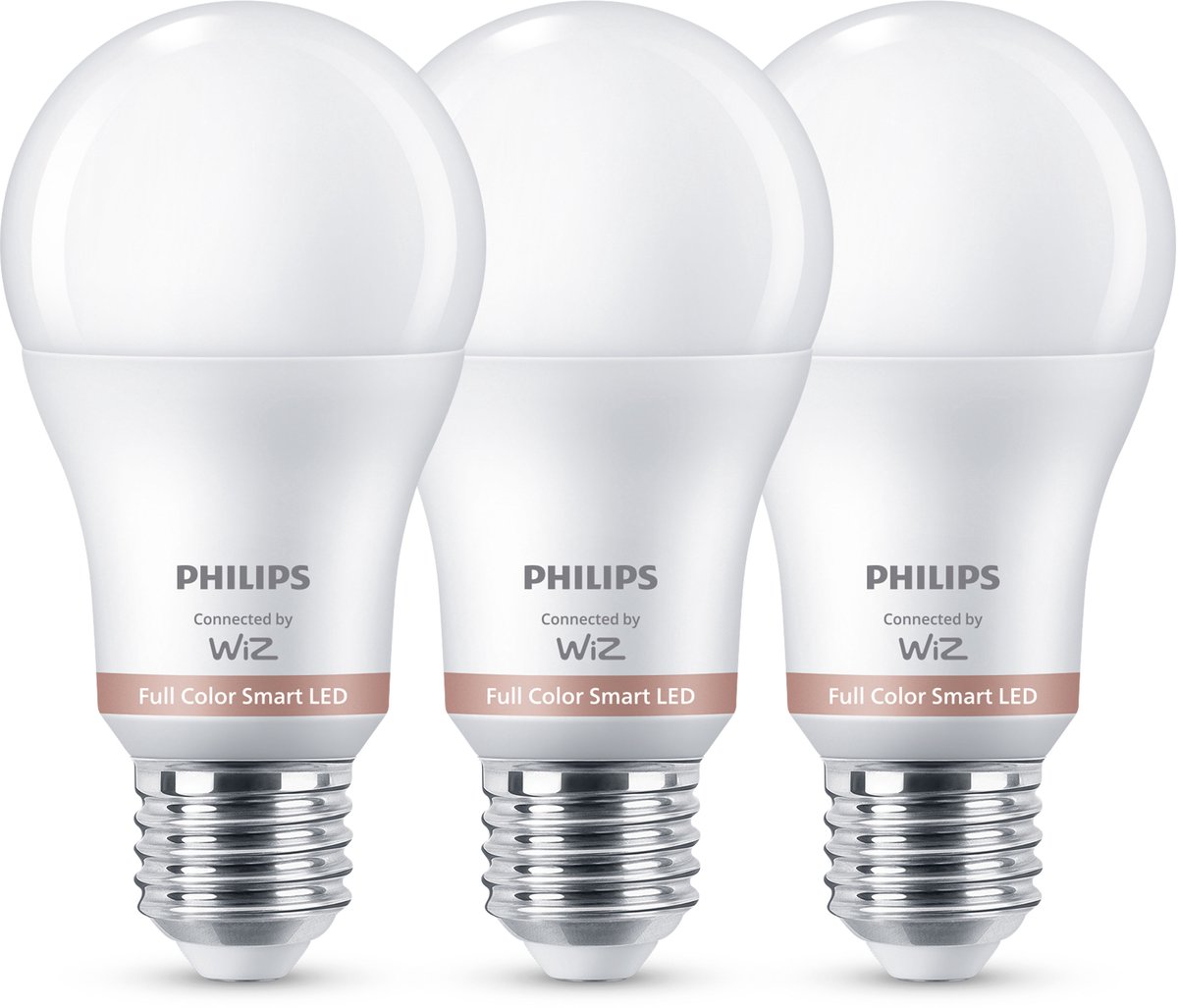 Philips Smart Lighting - Lamp 3-pack - Slimme LED-Verlichting - Gekleurd en Wit licht - E27 - 60W - Mat - Wi-Fi
