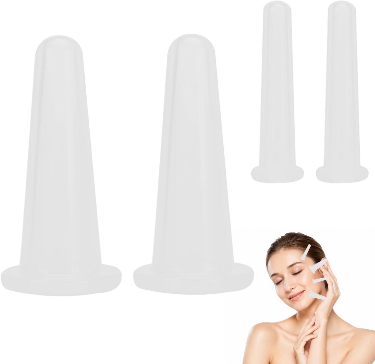 Dailygoods- Gezichtscupping Set 4 Stuks - Siliconen Cupping Cups - Gezichtsmassage - Anti-Cellulitis Therapie - Bloedcirculatie - Duurzaam Materiaal
