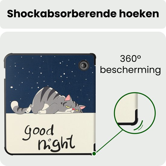 Hoes Geschikt voor Kobo Libra 2 Hoesje Bookcase Cover Hoes - Hoesje Geschikt voor Kobo Libra 2 Hoes Cover Case - Kat — afbeelding 4