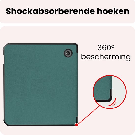 Hoes Geschikt voor Kobo Libra 2 Hoesje Bookcase Cover Book Case Hoes Sleepcover - Donkergroen — afbeelding 5
