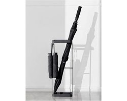 Paraplubak Metaal - Parapluhouder - Entree Opbergen - Afneembare Lekbak - 21x15x60cm - Zwart