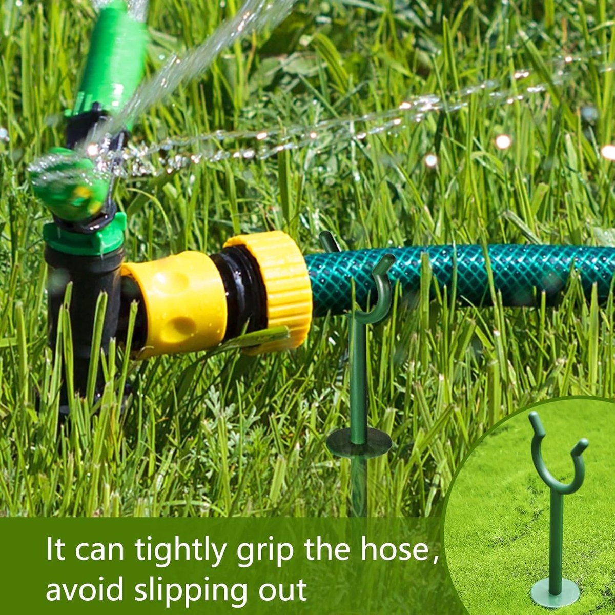 10 Stuks Slanggeleider Tuinslang - Tuinslanggeleider - Tuinslang Geleider - Met Grondpin - Tuinslanggeleiderspiesen - Hose Guide - Decoratieve Tuinsteunen - Stabiele Slangfixatie - Groen – foto 2