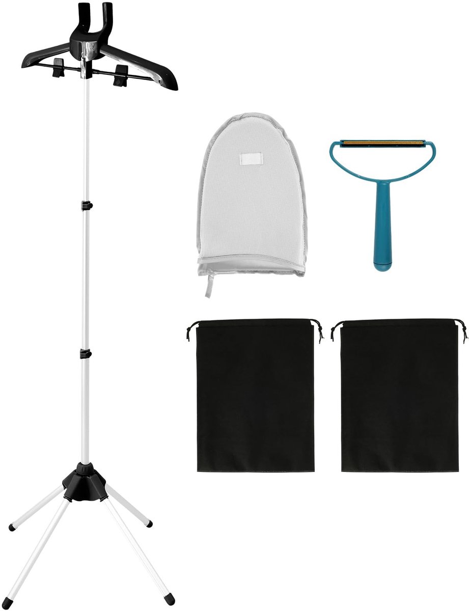 Dailygoods- Stoomhanger met 360° rotatie - Opvouwbaar - Draagbaar - Aluminium/Kunststof - Verstelbare hoogte 84-160 cm - 3 Stangen - Droogrek