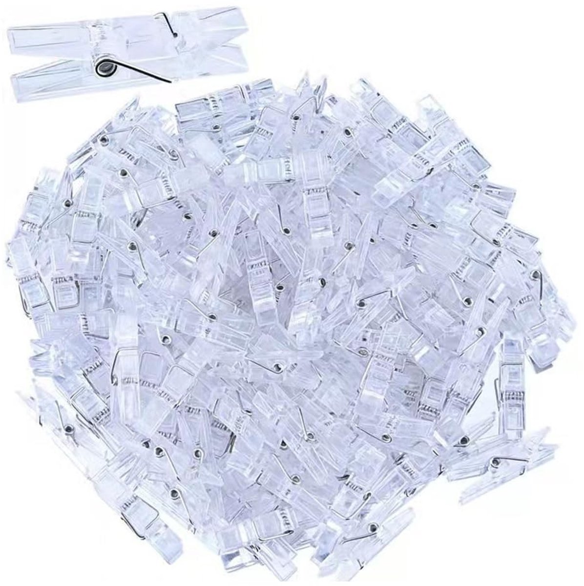 Dailygoods- Knijpers Mini 100 Stuks - Kunststof - Transparant - Wasknijpers - Fotoknijpers - Decoratie - Robuuste Klemkracht