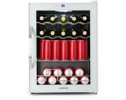 Klarstein Drankkoeler Coachella 60 Drankenkoelkast - 60 liter met wifi, glazen deur, LED-binnenverlichting, 3-18 °C, 7 lichtkleuren, 3 metalen schappen, energie-efficiëntieklasse E, wit - Drankkoelkast - Touch - RVS - Drankenkoeler
