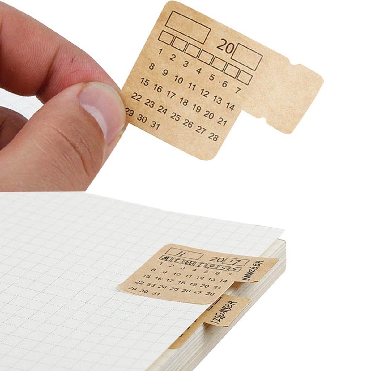 Dailygoods- Kalender Stickers 30 Stuks - Zelfklevende Index Tabs - Maandelijkse Verdelers - Scheurbestendig - Vlekbestendig - Matte Afwerking