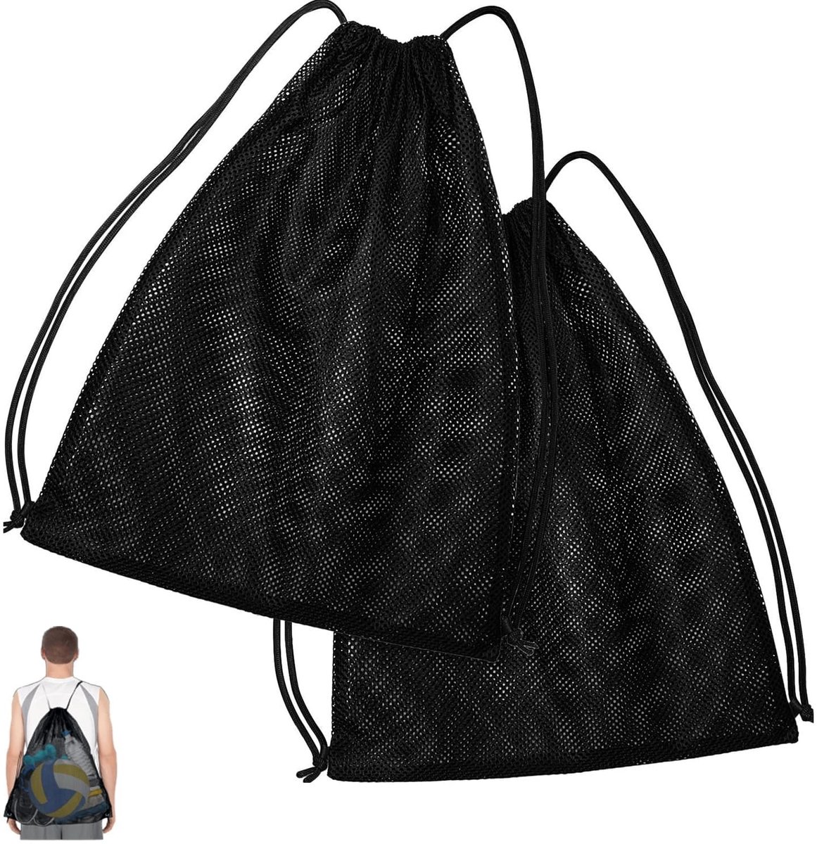 Solidchoice- Strandtas met trekkoord - Mesh strandtas - 45 x 40 cm - Ademend polyester - Duurzaam en waterdoorlatend - Ideaal voor strand en outdooractiviteiten - Nettas