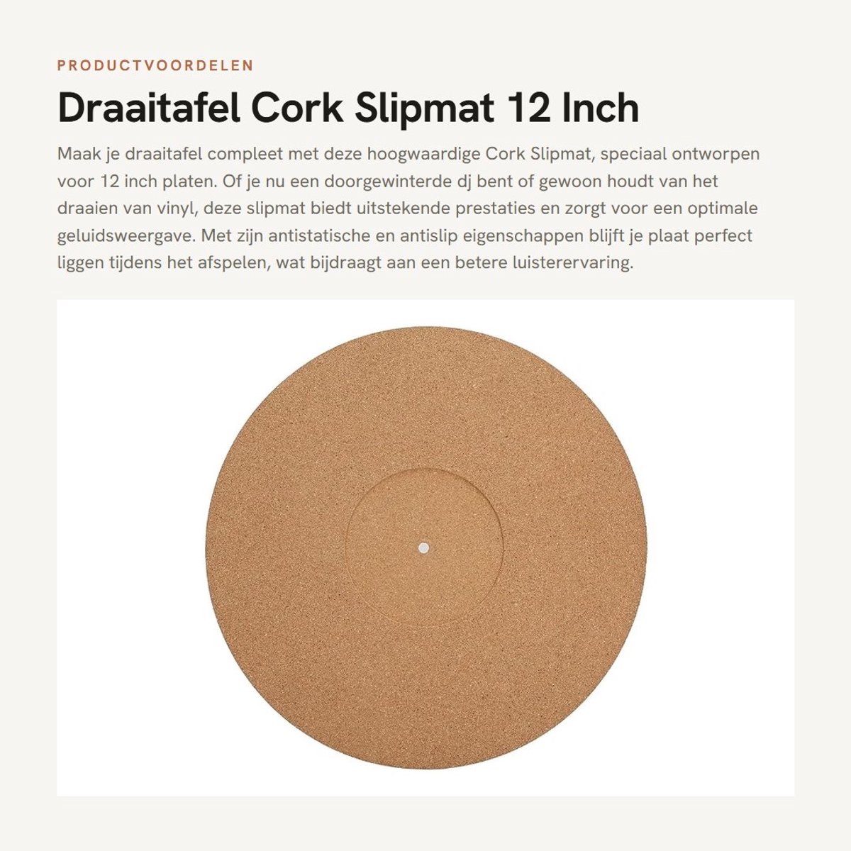 Solidchoice- Slipmat Antislip 12 Inch - Draaitafel Mat - Vinyl Slipmat - Kurk Pad - Schokbestendig - Dikte 3mm, Diameter 295mm - Platenpad