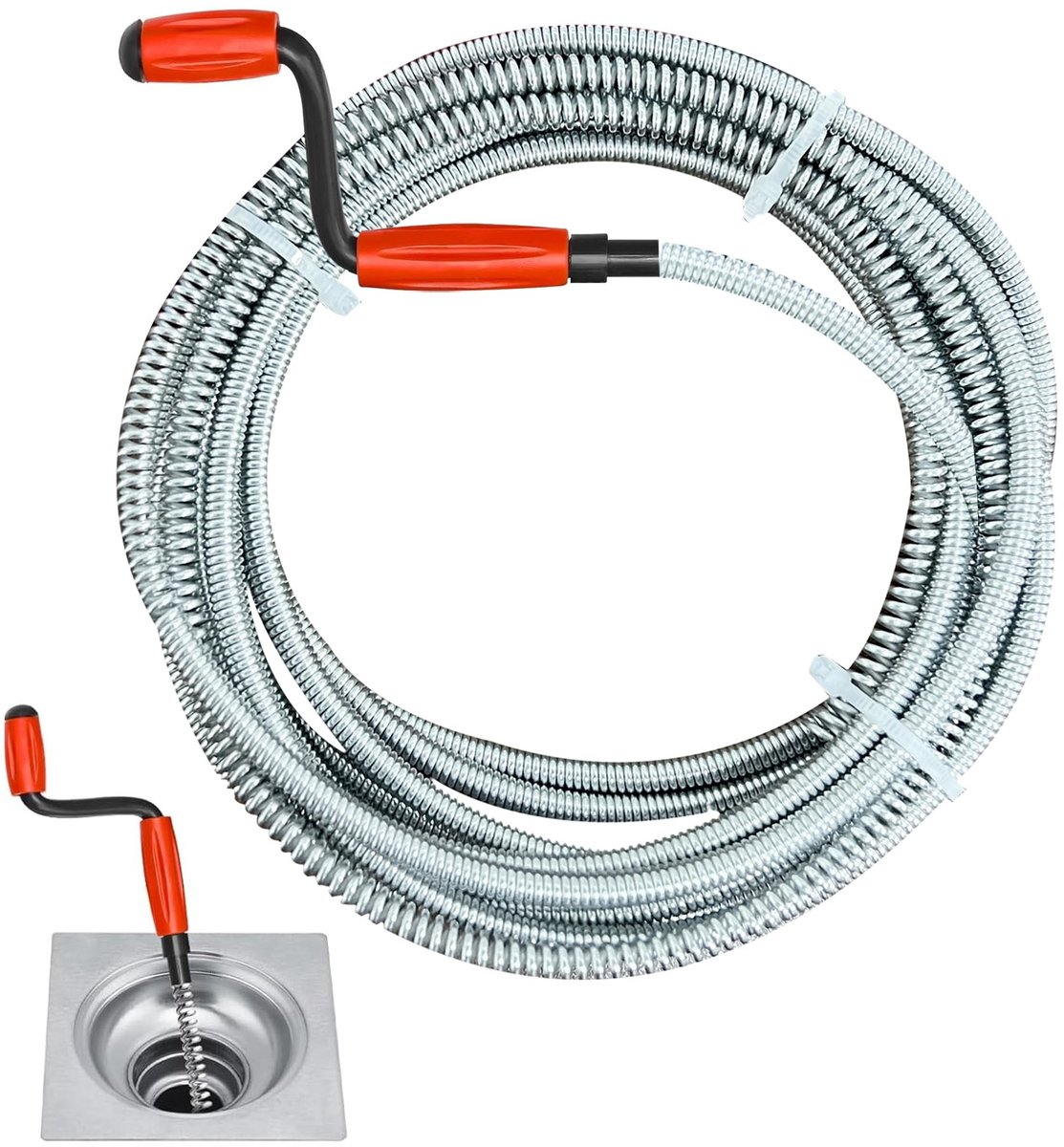 Solidchoice- Afvoerontstopper Professioneel - Gootsteenontstopper - Toiletontstopper - Rioolveer - 5 m × 6 mm - Duurzaam Koolstofstaal - Rioolontstopper