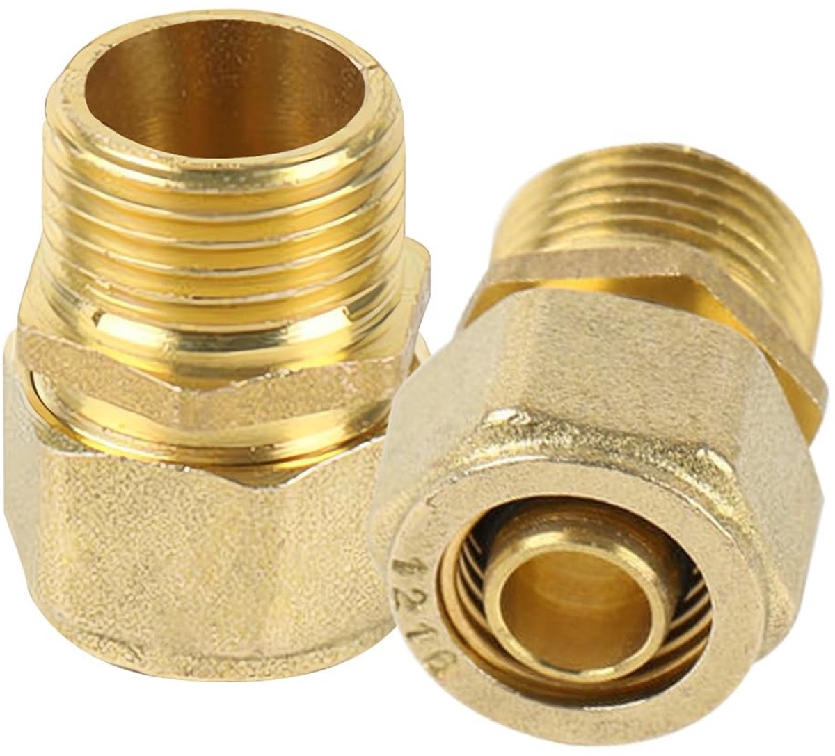 Solidchoice- Schroeffitting overgang 16 mm x 3/4" - Klemringschroefverbinding - Messing - 2 Stuks - Geschikt voor buisverbinding - Gewicht 150 gram - Fitting