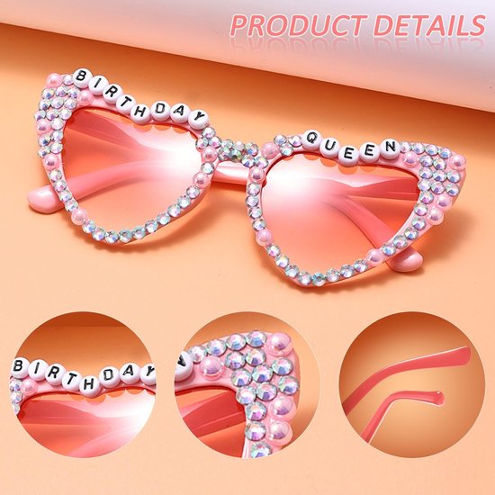 Solidchoice- Zonnebril Roze Hartvormig - Verjaardag Zonnebril - Cat Eye Zonnebril - Feest Zonnebril - Lichtgewicht - Duurzaam Montuur - Feestzonnebril van Solidchoice — afbeelding 4