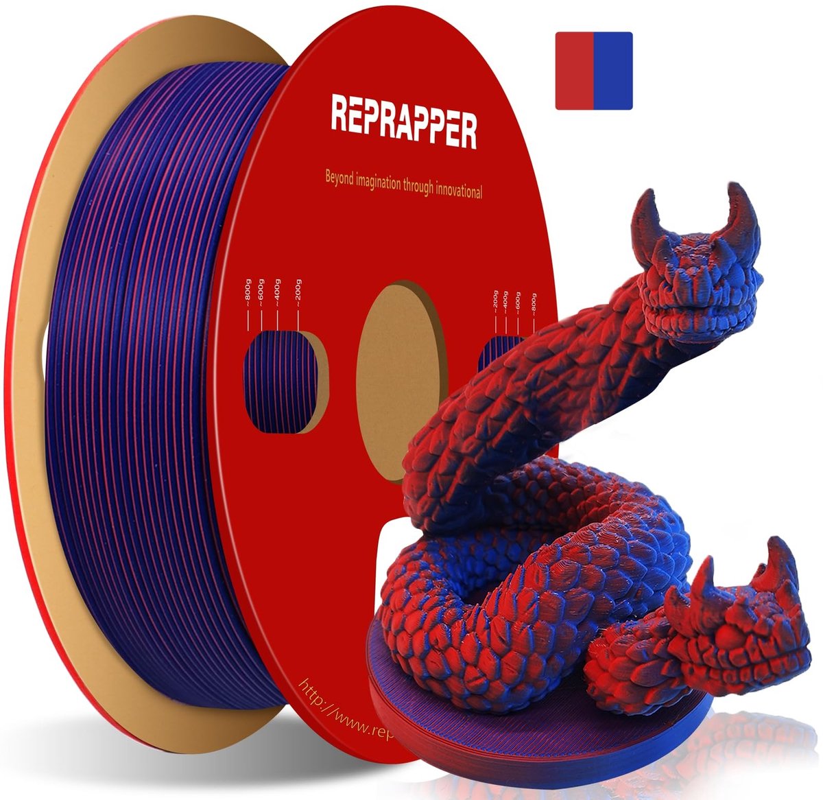 Solidchoice - Matte Tweekleurig PLA-Filament voor 3D-printer - 1,75 mm 1 kg