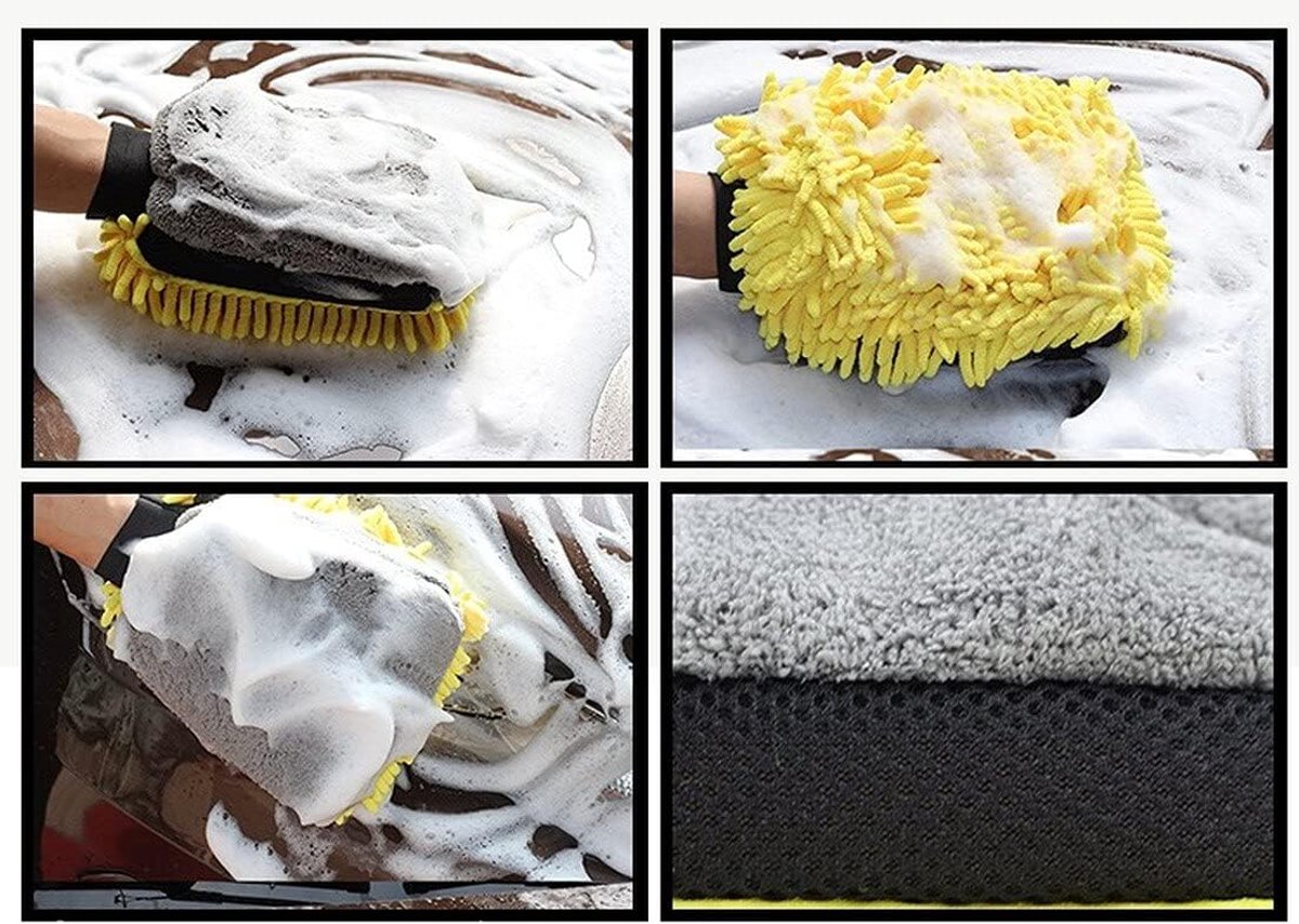 Microvezel Waswanten - Schoonmaakhandschoenen - Auto Reinigen - Zacht Absorberend Materiaal - One Size - Oranje