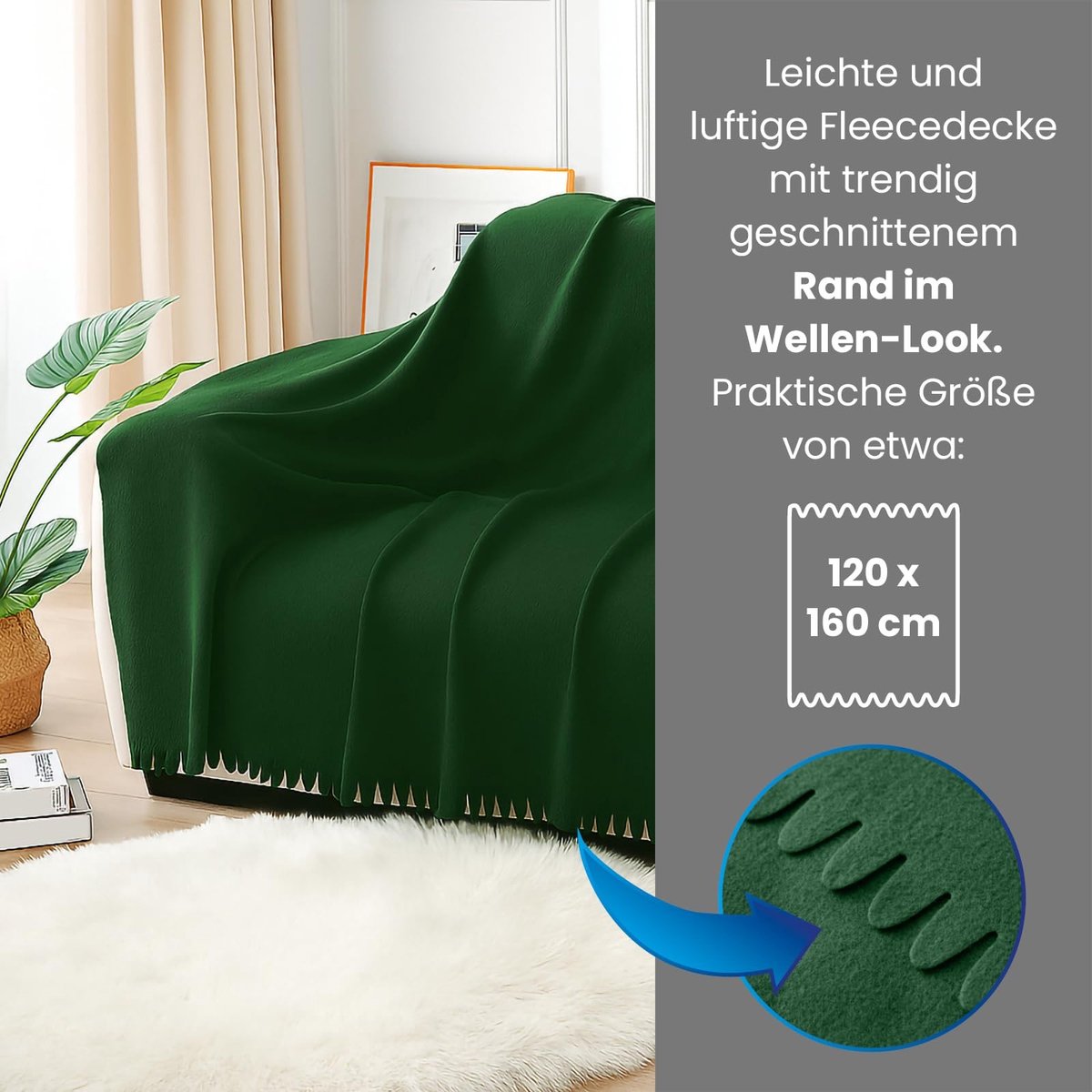 Dailygoods- Fleecedeken 120x160 cm - Oeko-Tex gecertificeerd - Zachte Deken - Antipilling - Lichtgewicht - Moderne Look