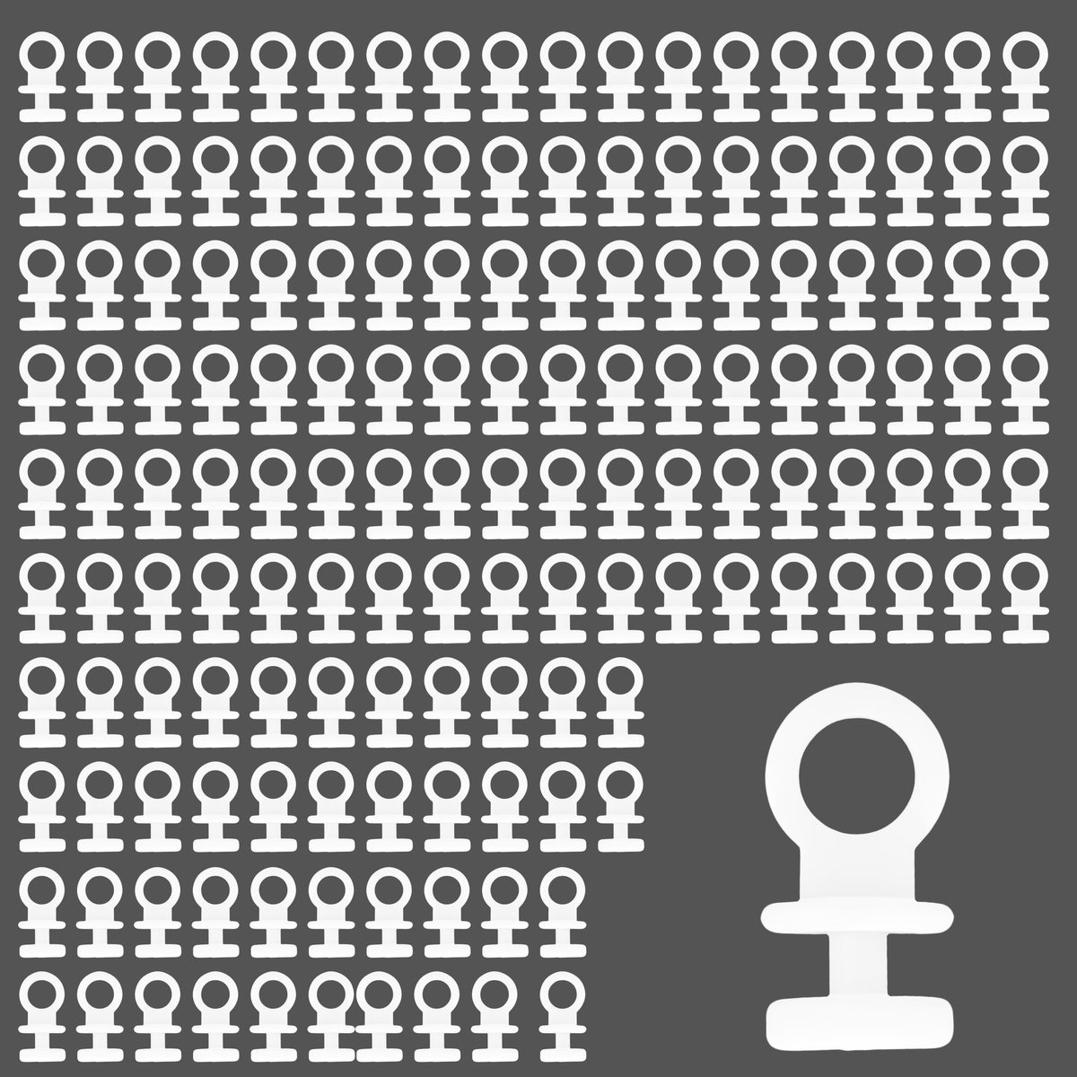 Dailygoods- Gordijnglijders 150 Stuks - Gordijnrunners 10 mm - Oogglijders met Oogjes - Gordijnhaken Kunststof - Gordijnclip-accessoires - Duurzaam en Slijtvast